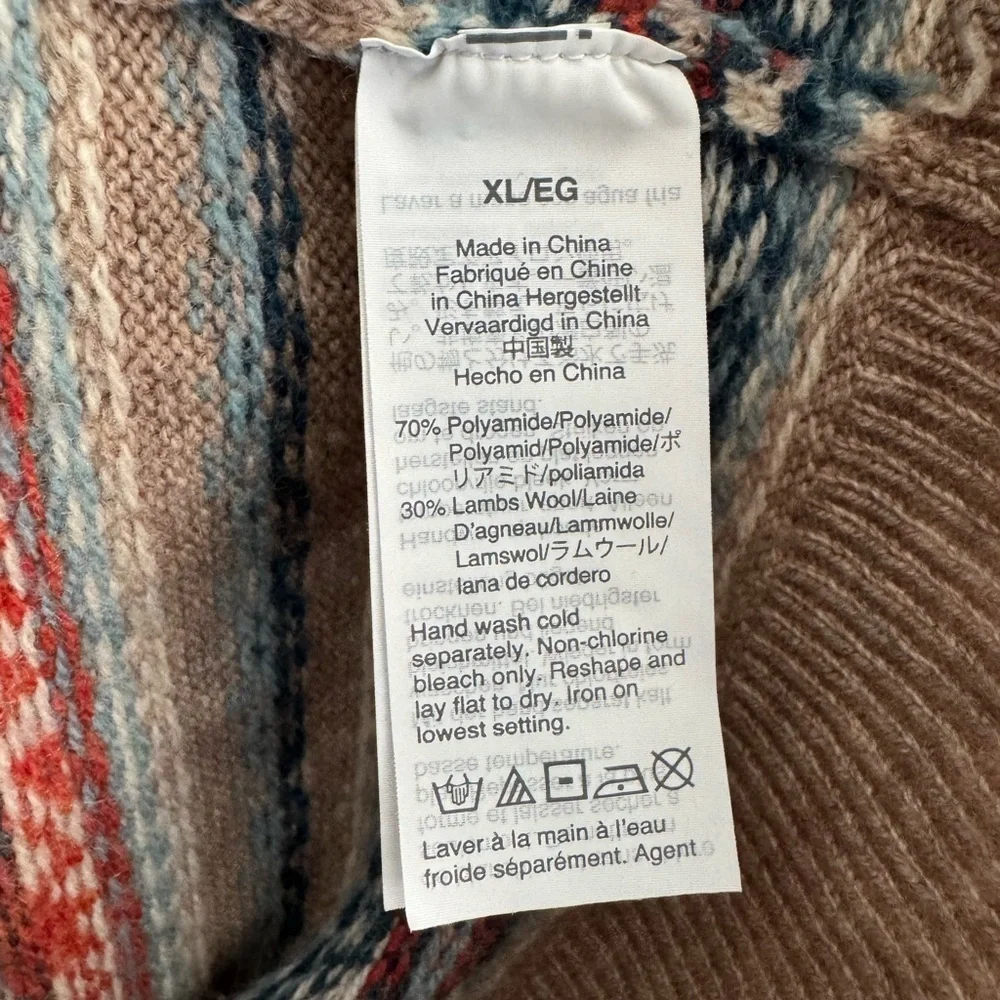 J Crew Factory lambswool blend Men's Fair Isle Multicolor Striped Sweater